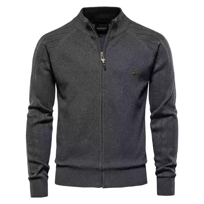 AIOPESON Argyle Einfarbig Strickjacke Männer Casual Qualität Zipper Baumwolle Winter Herren Pullover Mode Grundlegende Strickjacken Für Männer_voghion.com