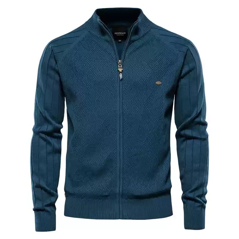 AIOPESON Argyle Einfarbig Strickjacke Männer Casual Qualität Zipper Baumwolle Winter Herren Pullover Mode Grundlegende Strickjacken Für Männer_voghion.com