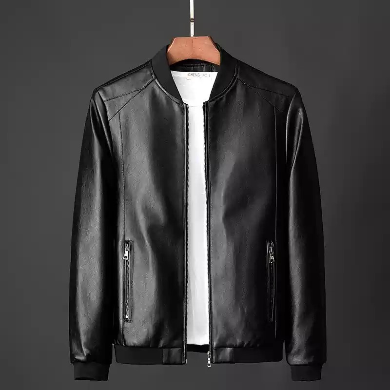 Men's Clothing 2024 New Autumn Stand-up Collar Trendy Leather Jacket, Men's One-piece Drop Shipping_voghion.com