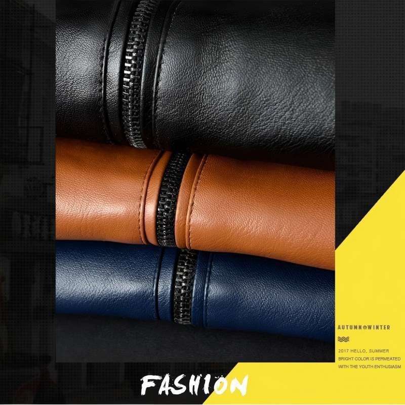 Men's Clothing 2024 New Autumn Stand-up Collar Trendy Leather Jacket, Men's One-piece Drop Shipping_voghion.com