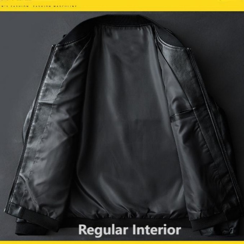 Men's Clothing 2024 New Autumn Stand-up Collar Trendy Leather Jacket, Men's One-piece Drop Shipping_voghion.com