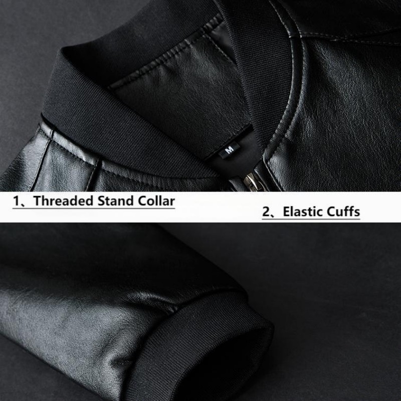 Men's Clothing 2024 New Autumn Stand-up Collar Trendy Leather Jacket, Men's One-piece Drop Shipping_voghion.com