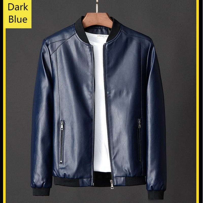 Men's Clothing 2024 New Autumn Stand-up Collar Trendy Leather Jacket, Men's One-piece Drop Shipping_voghion.com
