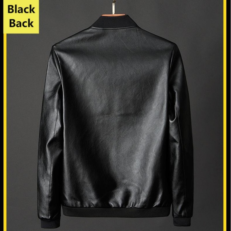 Men's Clothing 2024 New Autumn Stand-up Collar Trendy Leather Jacket, Men's One-piece Drop Shipping_voghion.com