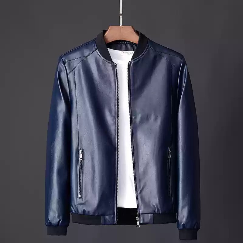 Men's Clothing 2024 New Autumn Stand-up Collar Trendy Leather Jacket, Men's One-piece Drop Shipping_voghion.com