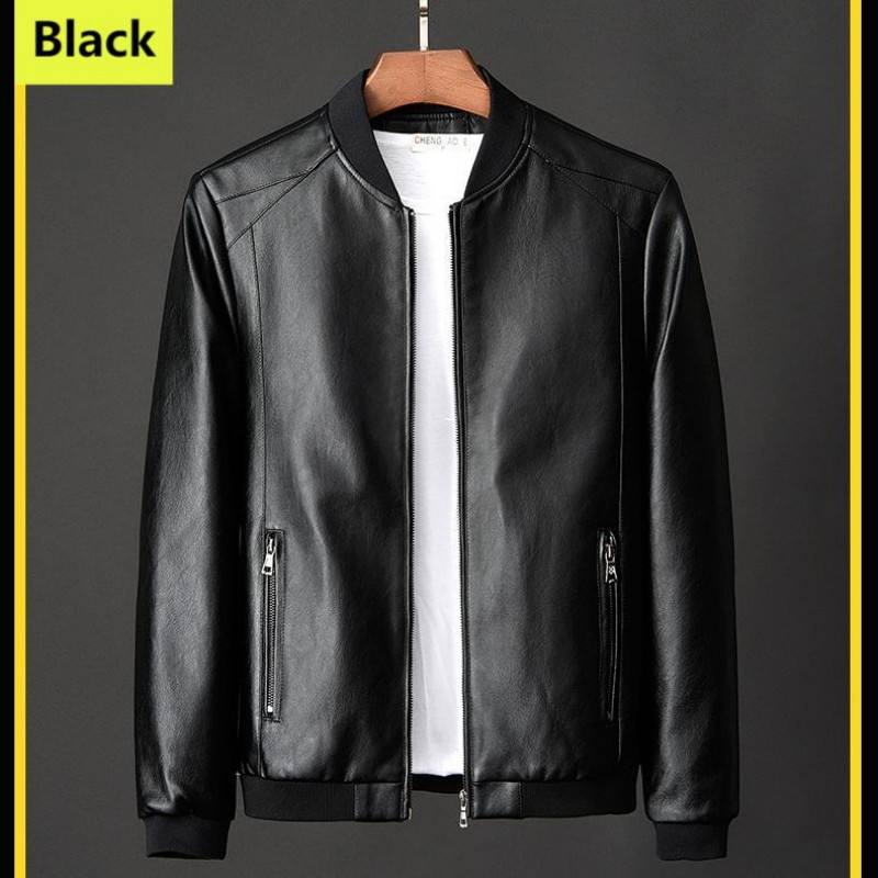 Men's Clothing 2024 New Autumn Stand-up Collar Trendy Leather Jacket, Men's One-piece Drop Shipping_voghion.com