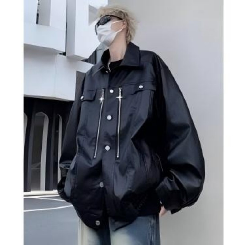 Men's Clothing 2024 Men's MotorcyclePU Leather Jacket Men's Trendy Brand Leather Jacket Spring And Autumn Korean Style Casual Leather_viptrois.com