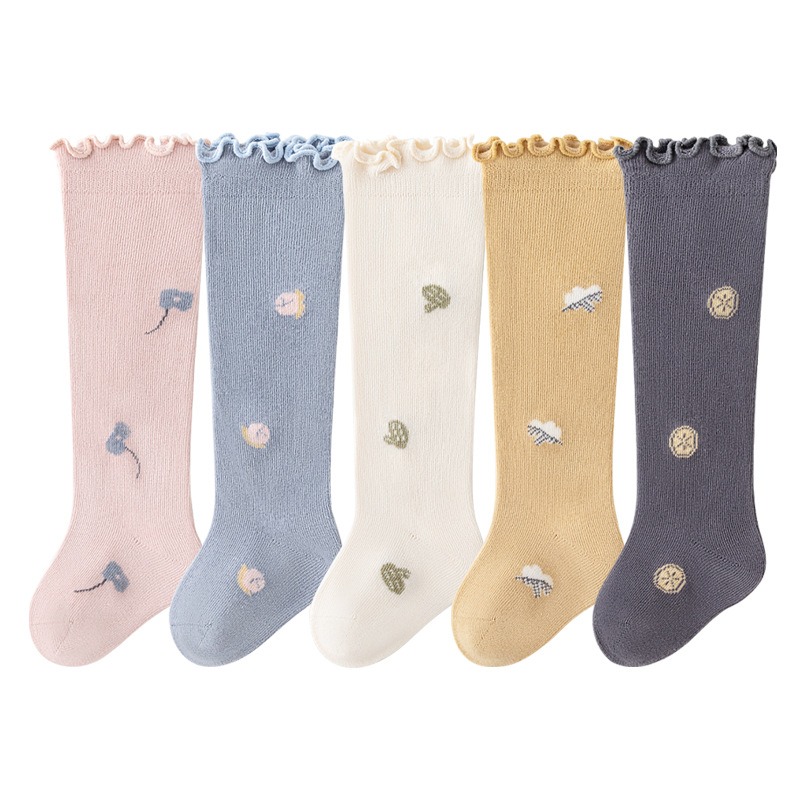 Boys And Girls Spring Cute Breathable Not Stuffy Sweat Boneless Stitched Stockings Combed Cotton Children Girls Boys Knee Stockings Lace Newborn Do No_voghion.com