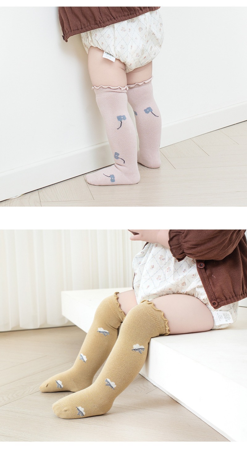 Boys And Girls Spring Cute Breathable Not Stuffy Sweat Boneless Stitched Stockings Combed Cotton Children Girls Boys Knee Stockings Lace Newborn Do No_voghion.com