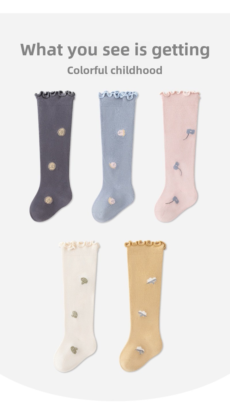 Boys And Girls Spring Cute Breathable Not Stuffy Sweat Boneless Stitched Stockings Combed Cotton Children Girls Boys Knee Stockings Lace Newborn Do No_voghion.com