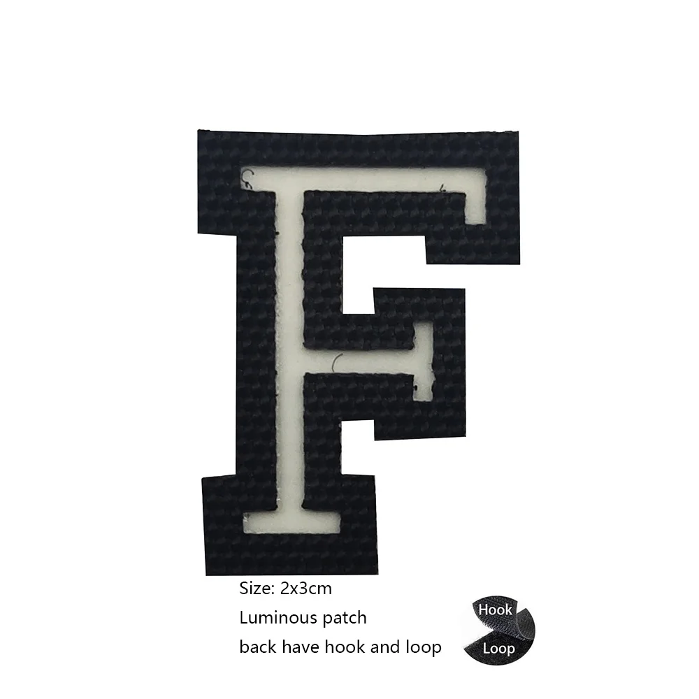 Outdoor Bag Accessories Badge Backpack Luminous Patch 26 English Letters A-Z, 10 Digital Identifiers Paste Armband Hook and Loop Patches for Clothing_voghion.com