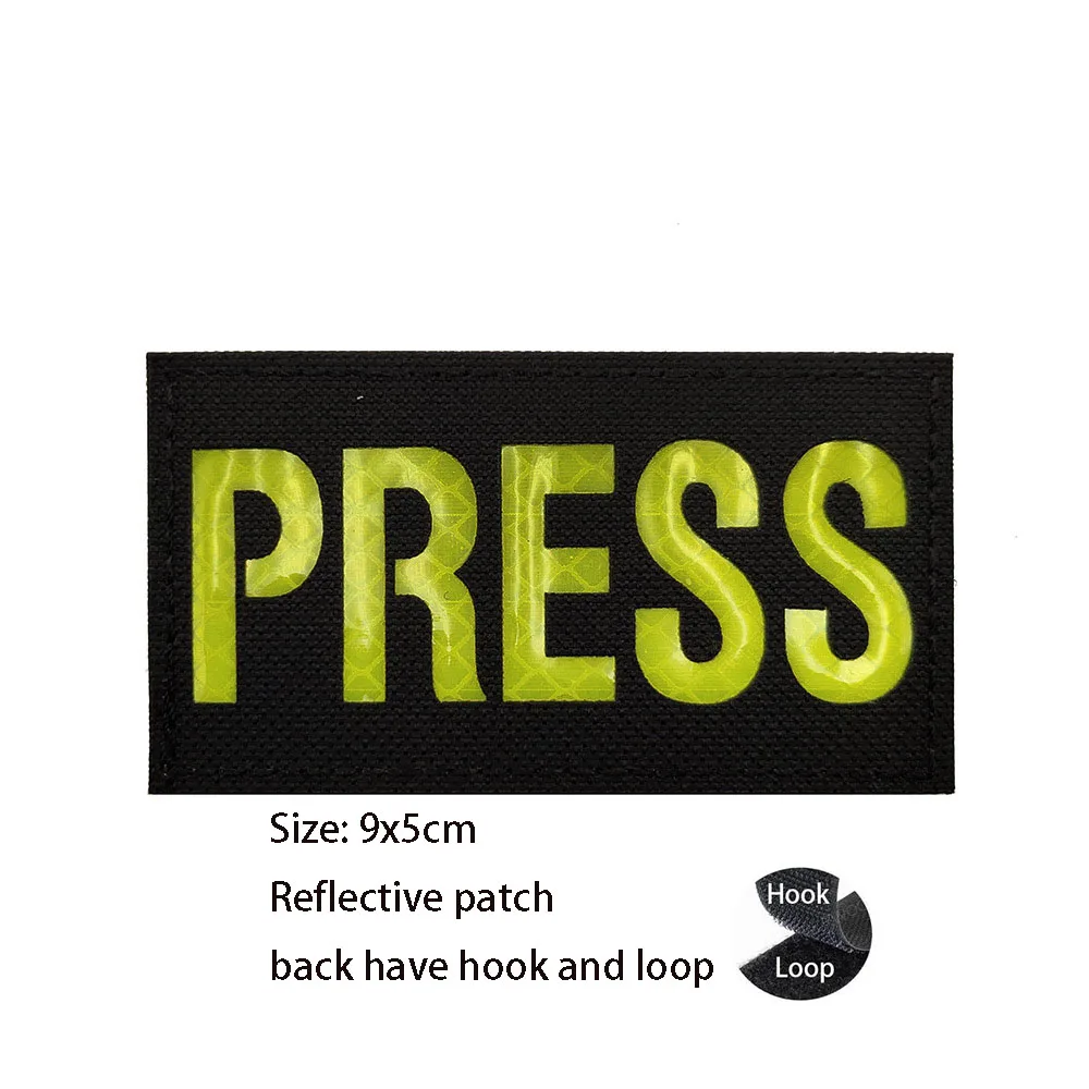 IR IR Reflektierende CP Camouflage Tasche Zubehör Abzeichen Englische Wörter PRESS, MEDIC, SF, USAF, K9, FIRE, Kleidung Paste Armband mit Haken Patches_voghion.com