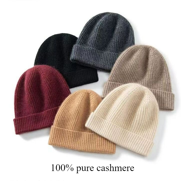 Herfst en winter populaire 100% kasjmier muts dames nieuwe winter gebreide muts thermische gehoorbescherming veelzijdige wollen zak hoofd muts_voghion.com