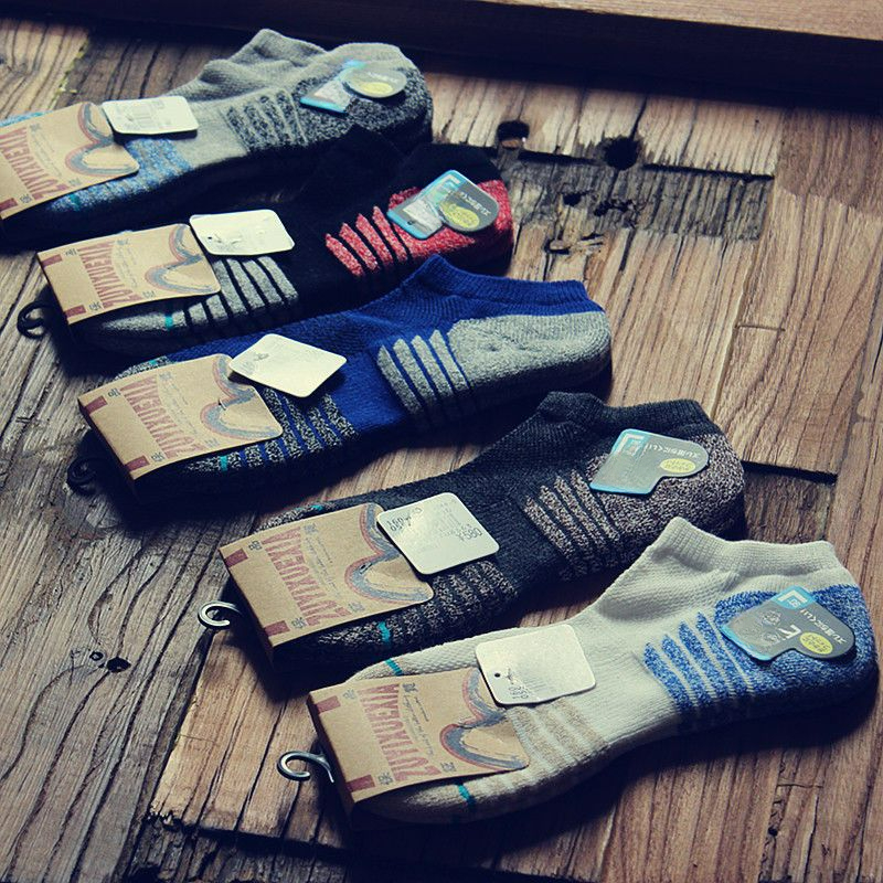 5p ， Handtuchsocken Herren-Kurzsocken Retro-Frottee aus reiner Baumwolle, kurze, verdickte Bootssocken, Sport-Handtuchsocken für Herbst und Winter_voghion.com