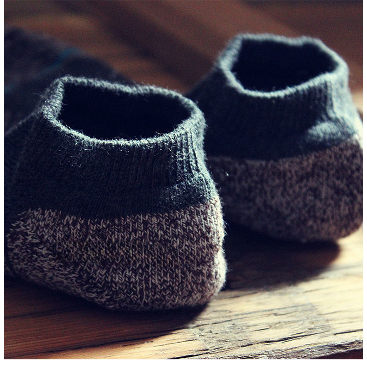 5p ， Handtuchsocken Herren-Kurzsocken Retro-Frottee aus reiner Baumwolle, kurze, verdickte Bootssocken, Sport-Handtuchsocken für Herbst und Winter_voghion.com