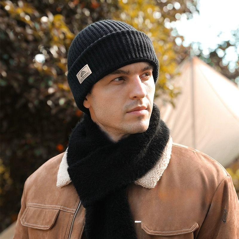 Gorro de invierno para hombre, pasamontañas, gorro de punto de lana, resistente al viento, con capucha fría, protector de orejas, gorro cálido para el frío_voghion.com