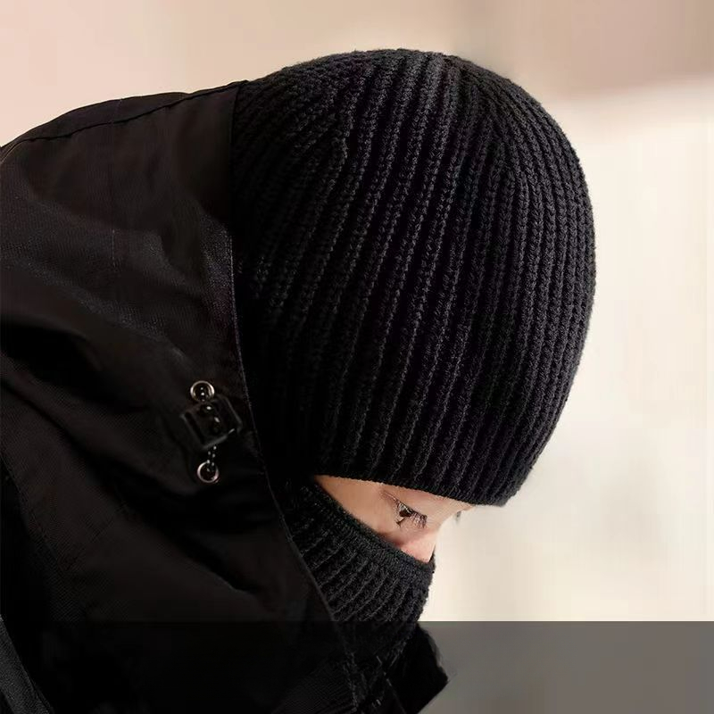 Gorro de invierno para hombre, pasamontañas, gorro de punto de lana, resistente al viento, con capucha fría, protector de orejas, gorro cálido para el frío_voghion.com