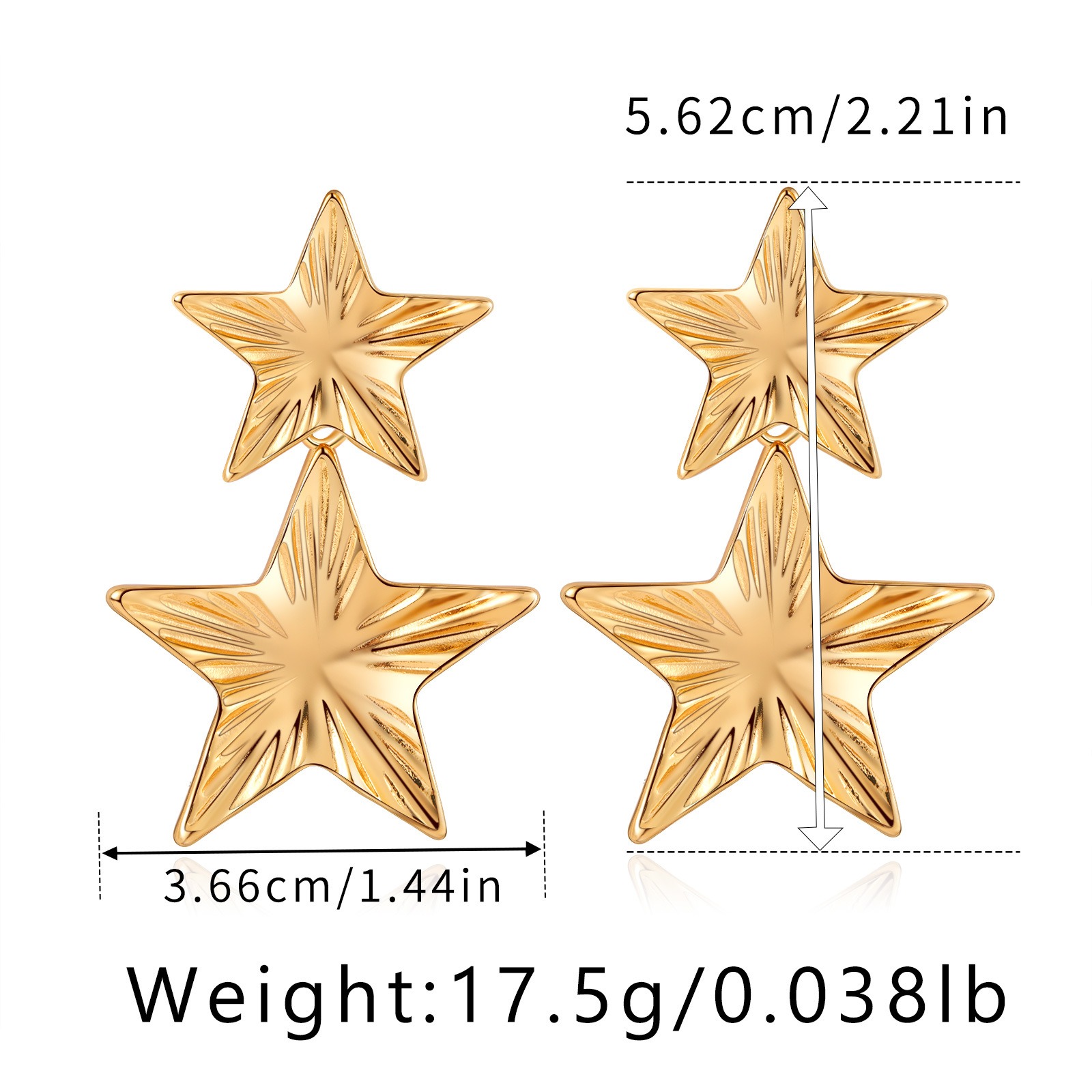 Gold Plated Pentagram Necklace And Snowflake Zircon Earring Set_voghion.com