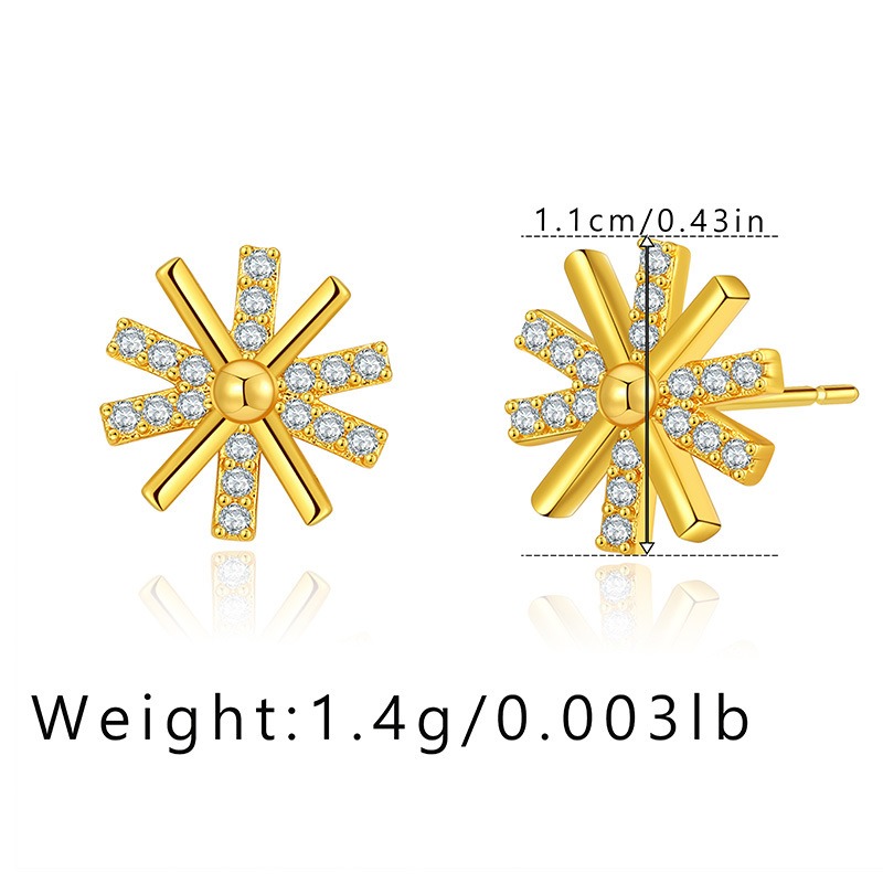 Gold Plated Pentagram Necklace And Snowflake Zircon Earring Set_voghion.com
