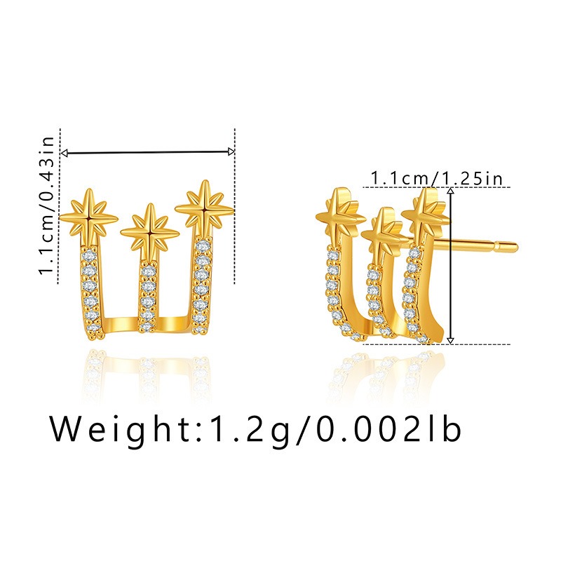 Gold Plated Pentagram Necklace And Snowflake Zircon Earring Set_voghion.com
