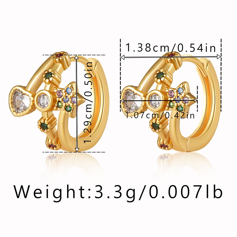 Gold Plated Pentagram Necklace And Snowflake Zircon Earring Set_voghion.com