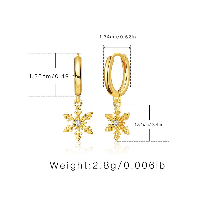 Gold Plated Pentagram Necklace And Snowflake Zircon Earring Set_voghion.com