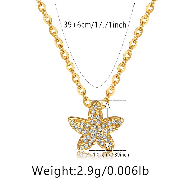 Gold Plated Pentagram Necklace And Snowflake Zircon Earring Set_voghion.com
