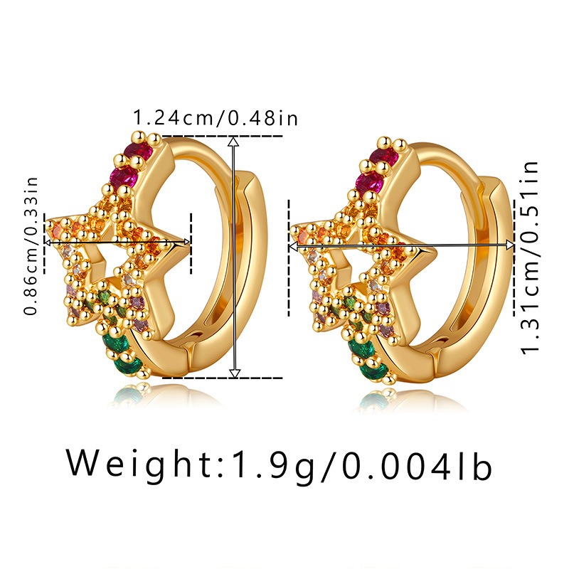 Gold Plated Pentagram Necklace And Snowflake Zircon Earring Set_voghion.com