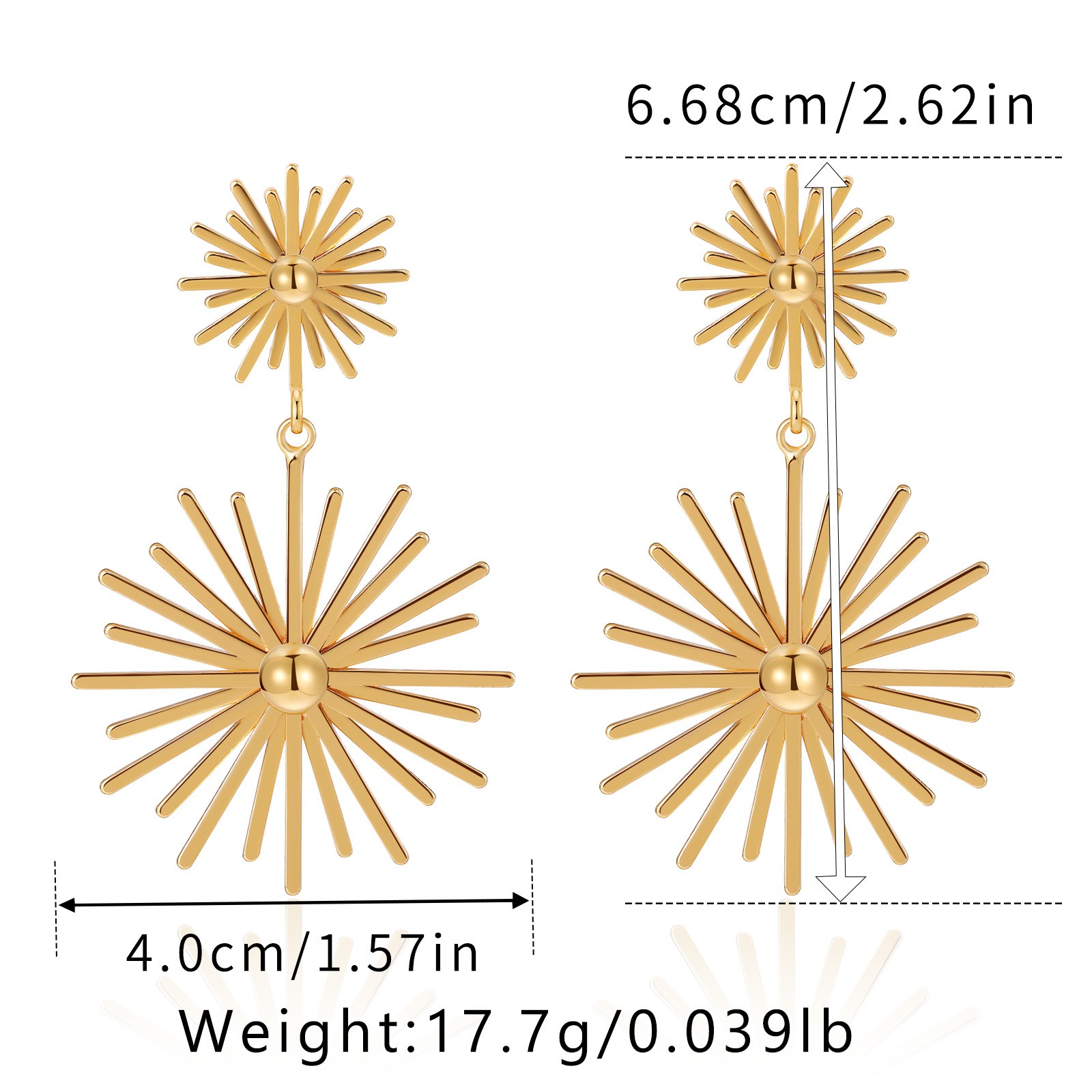 Gold Plated Pentagram Necklace And Snowflake Zircon Earring Set_voghion.com