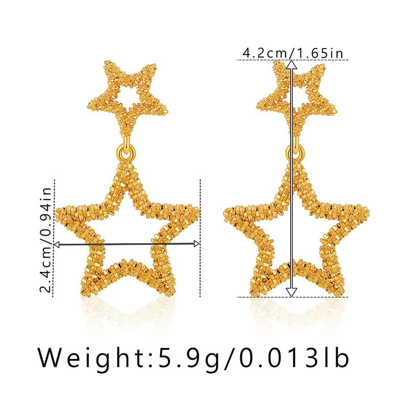 Gold Plated Pentagram Necklace And Snowflake Zircon Earring Set_voghion.com