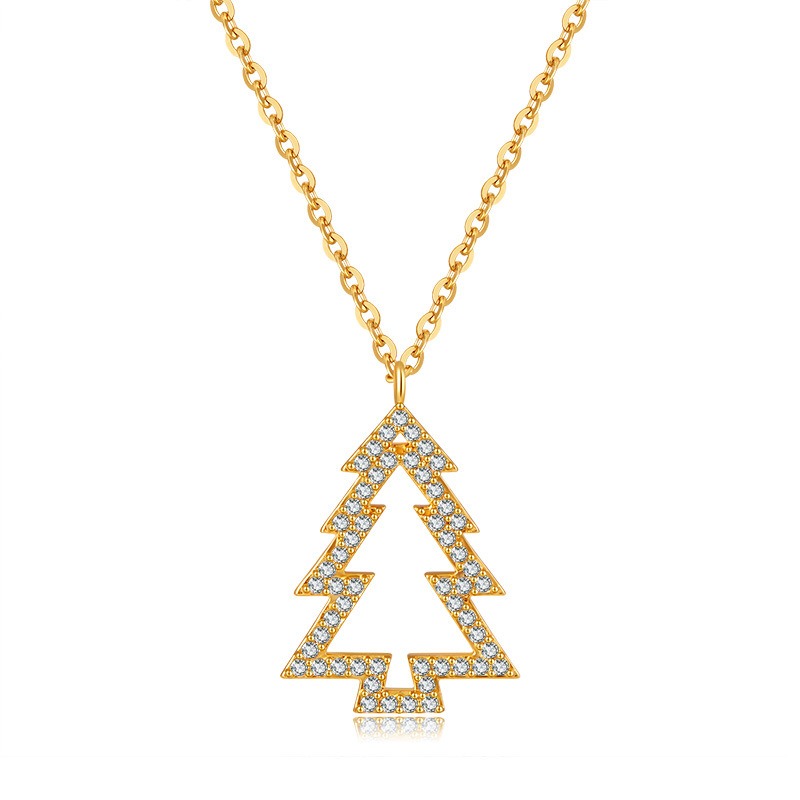Gold Plated Pentagram Necklace And Snowflake Zircon Earring Set_voghion.com
