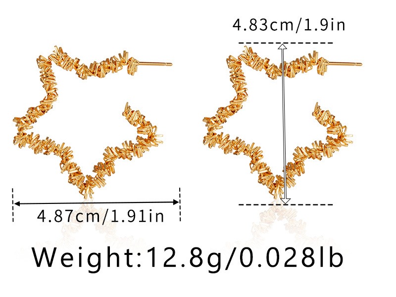 Gold Plated Pentagram Necklace And Snowflake Zircon Earring Set_voghion.com