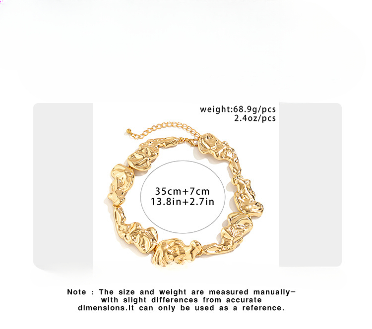 Niche geplooide vloeibare metalen wind choker minimalistische lava onregelmatige vintage kraag sieraden_voghion.com