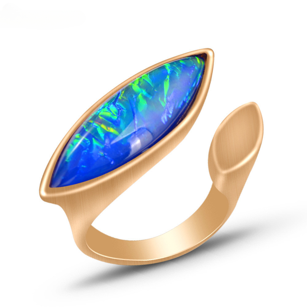 Juwelenring Damen Kupfer vergoldet gebürstet offener Ring verstellbarer Ring_voghion.com