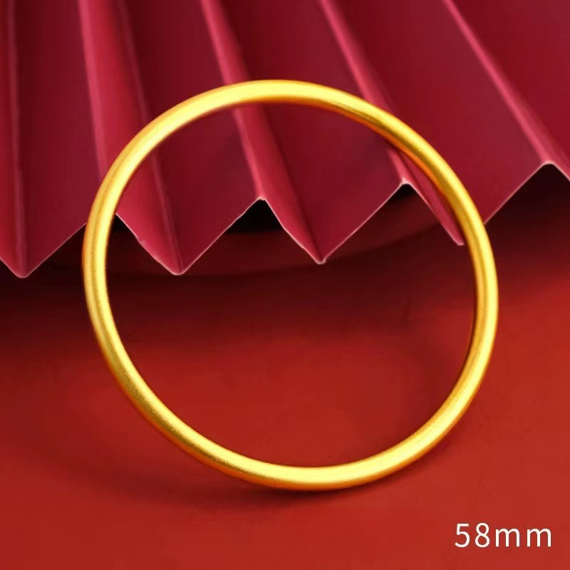 Female niche light luxury high sense 4mm ancient law inheritance bracelet K gold matte gold plain ring bracelet_voghion.com