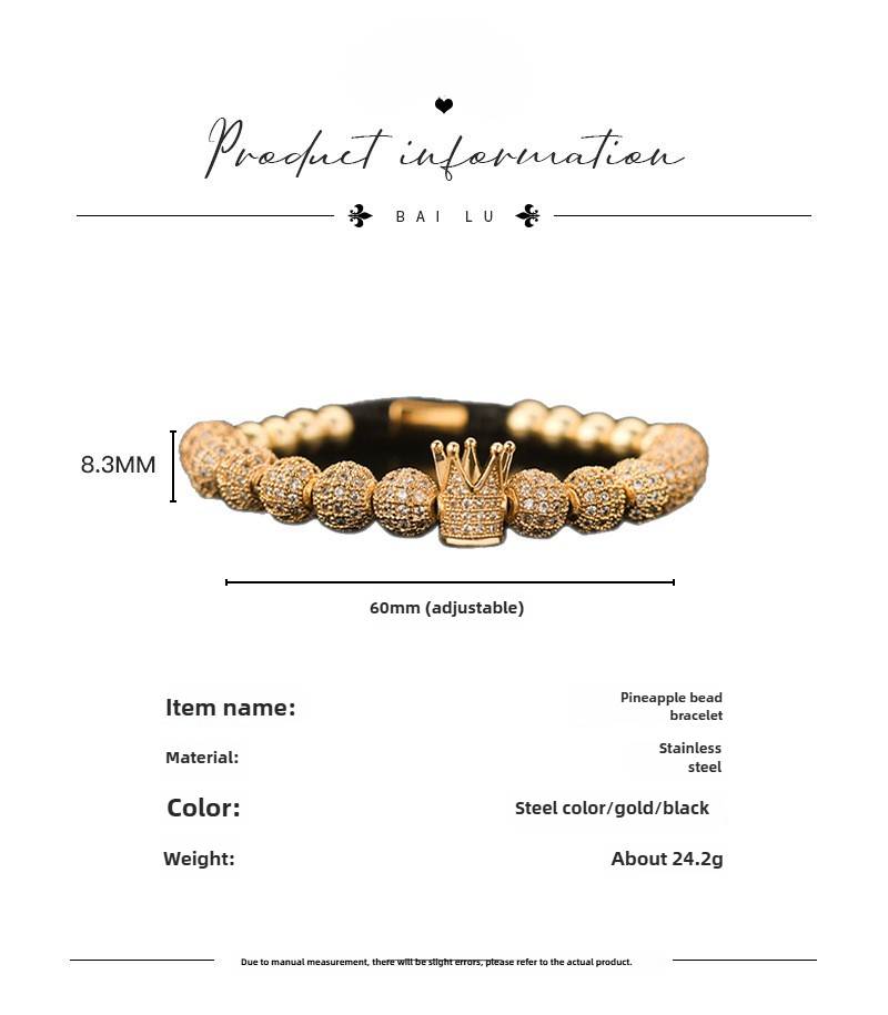 Bracelet en acier titane rétro pour hommes, bracelet en acier inoxydable perlé, bijoux réglables tressés, offre spéciale_voghion.com