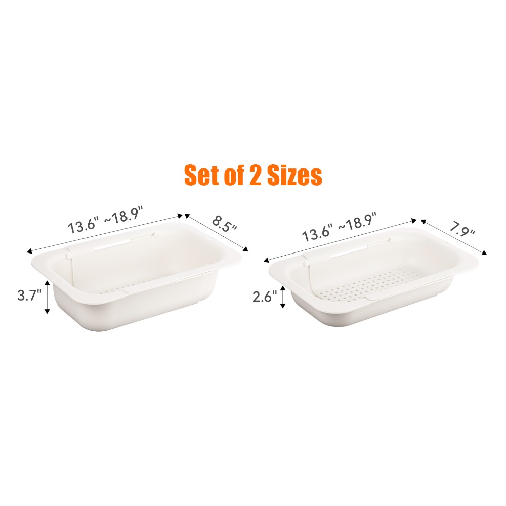Brigii Over-the-Sink Colander, Extendable Strainer Basket