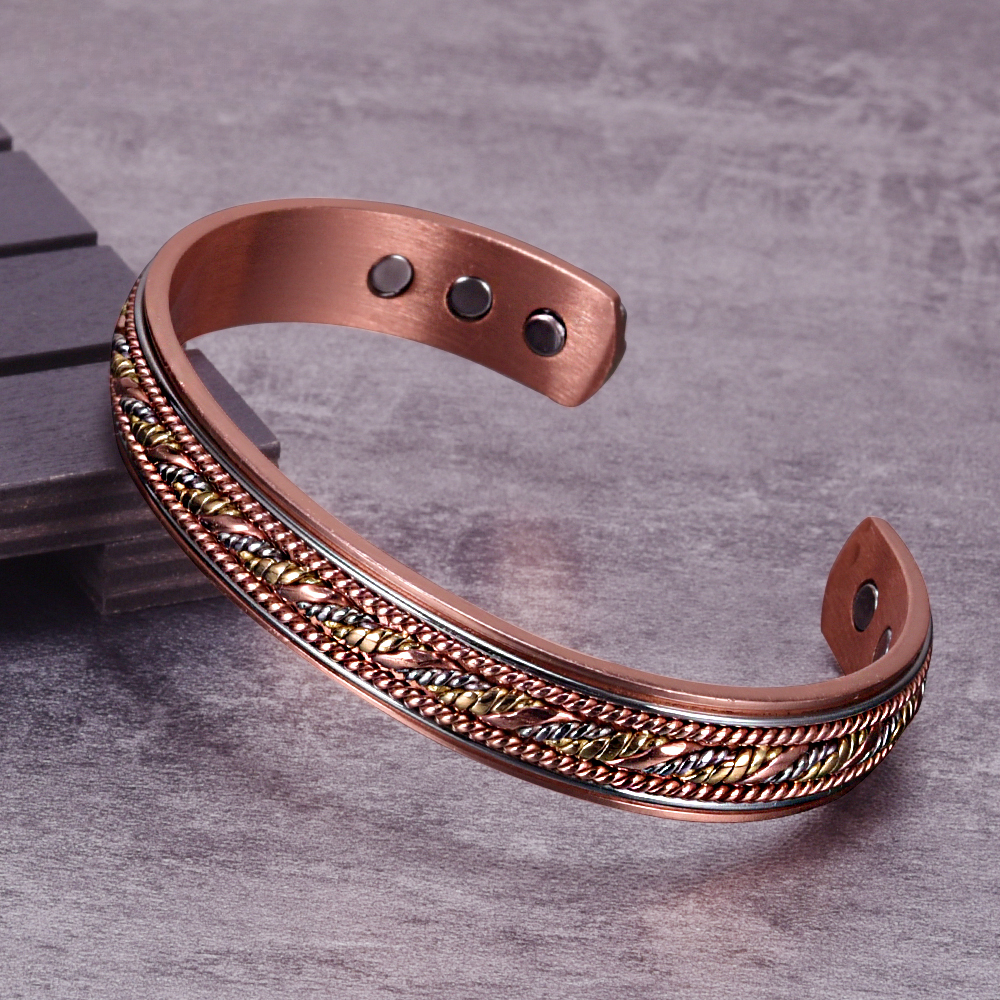 Twisted Pure Copper Bracelet Men Adjustable Cuff Wristband Magnetic Bangles Arthritis Health High Magnet Solid Copper Jewelry_voghion.com