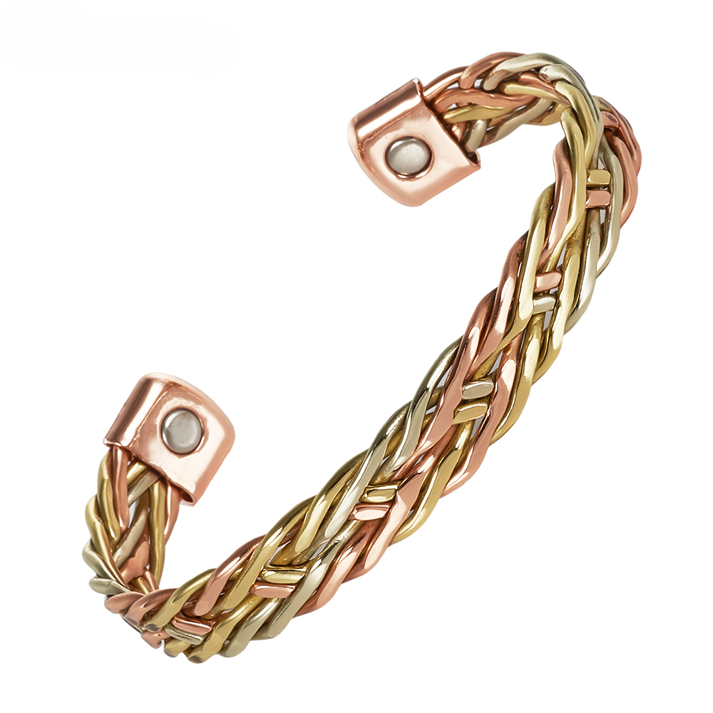 Braccialetti in rame puro Meathly, terapia magnetica, foglia, regolabili, polsini magnetici alti, gioielli energetici per la salute vintage, ridimensionabili_voghion.com