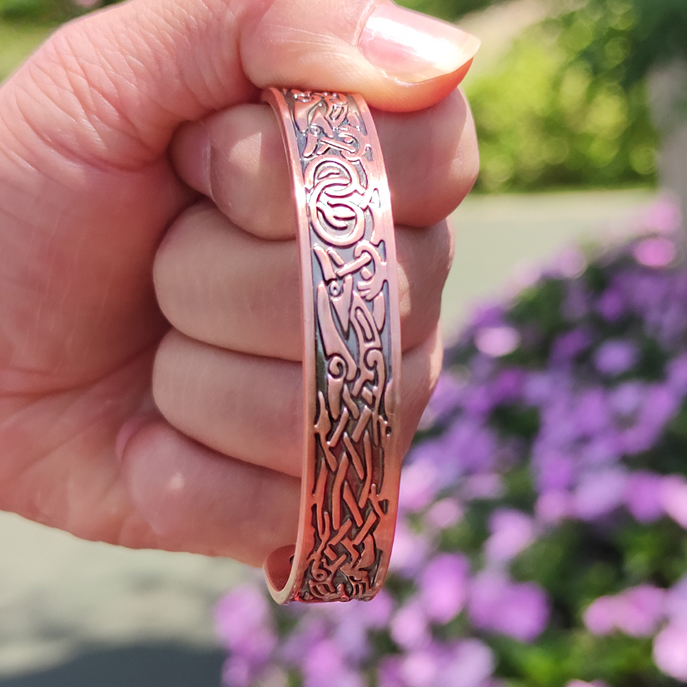 Meathly Viking Magnetarmbänder aus reinem Kupfer für Herren, Drache, verstellbare Manschette, Gesundheitsenergie, Armreifen mit hohem Magnetgehalt, Vorteile, Armbandschmuck_voghion.com