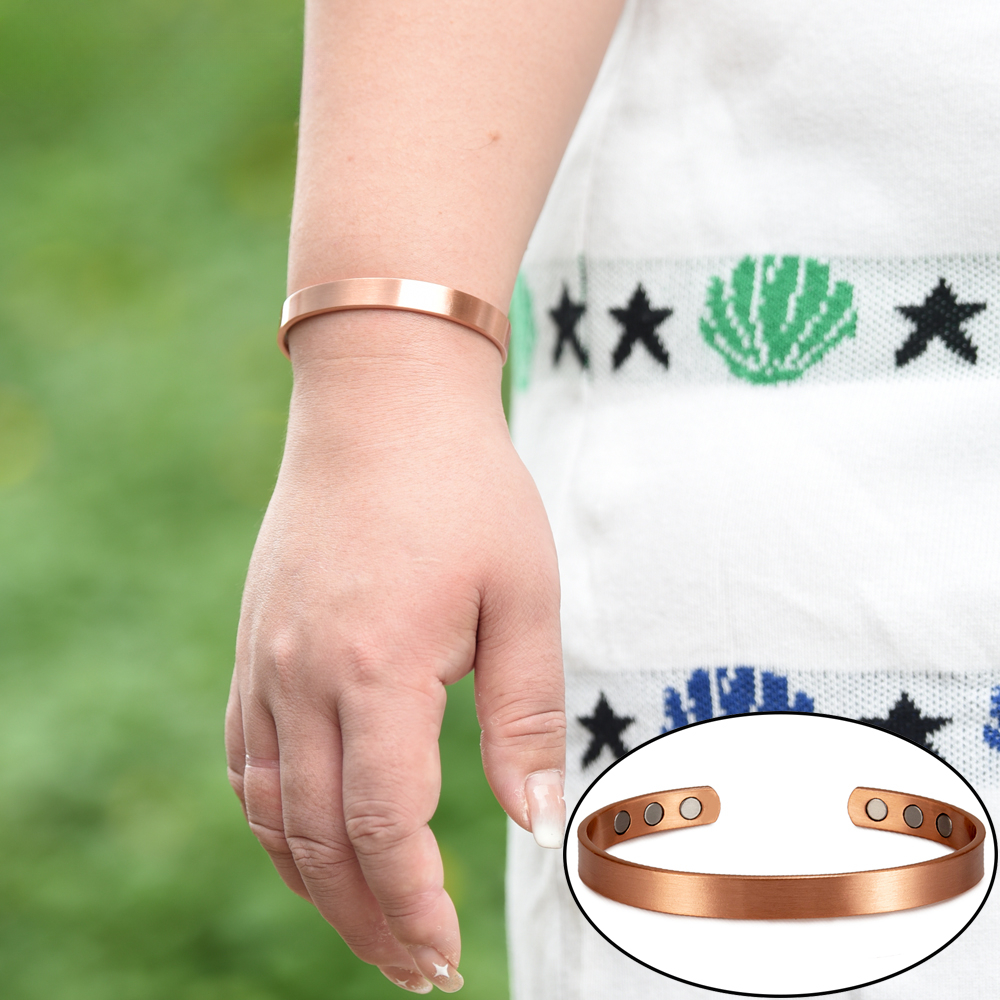 Braccialetti magnetici opachi Meathly per donne e uomini in puro rame, grandi dimensioni, polsini aperti, regolabili, energia per la salute, magneti, braccialetti, gioielli_voghion.com