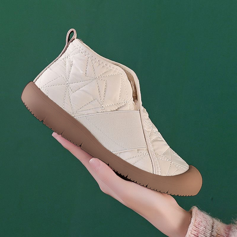 Chaussures d'hiver en coton pour femmes, nouvelles chaussures à la mode avec laine épaisse, bottes de neige chaudes, imperméables, antidérapantes, bottes décontractées en coton de grande taille_voghion.com