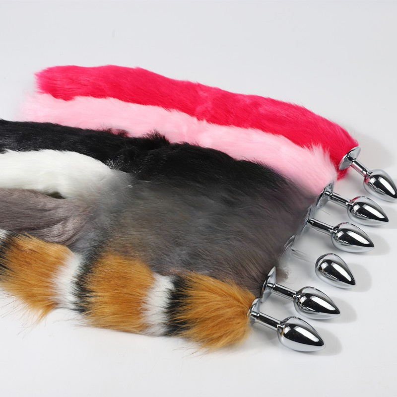 Multi-color Artificial Fox Tail Metal Anal Plug Adult Sex Toys Alternative Toys_voghion.com
