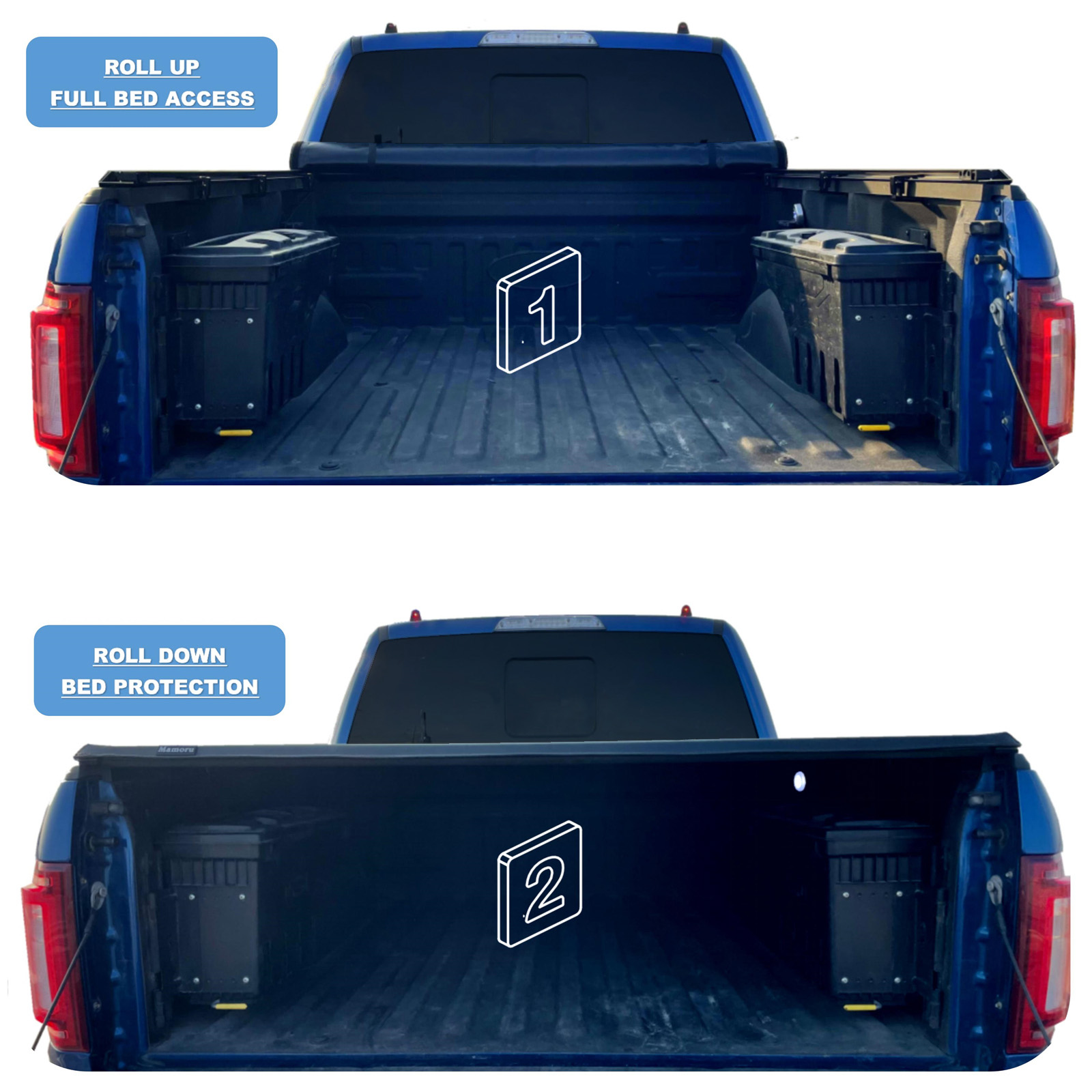 thumbnail image 2 of Motorparter 6ft Roll-Up Truck Bed Tonneau Cover For Nissan Frontier 2005-2025 – With Lamp 2 of 6