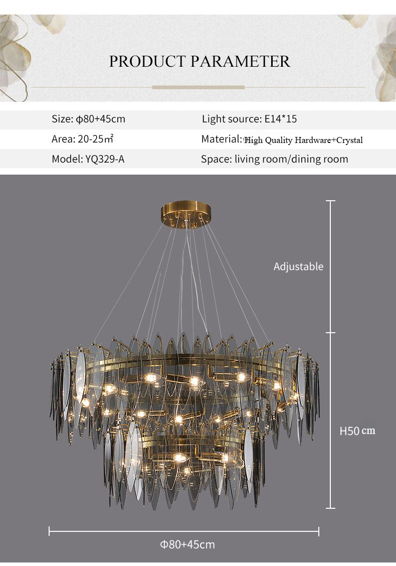 New Hot Europe Modern Design Electroplating Process Hanging Linear Crystal Pendant Light