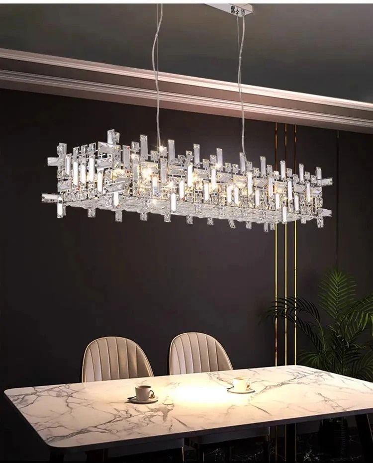 Rectangle Chrome Crystal Chandelier Modern Chrome K9 Crystal Pendant Lights (WH-CY-257)