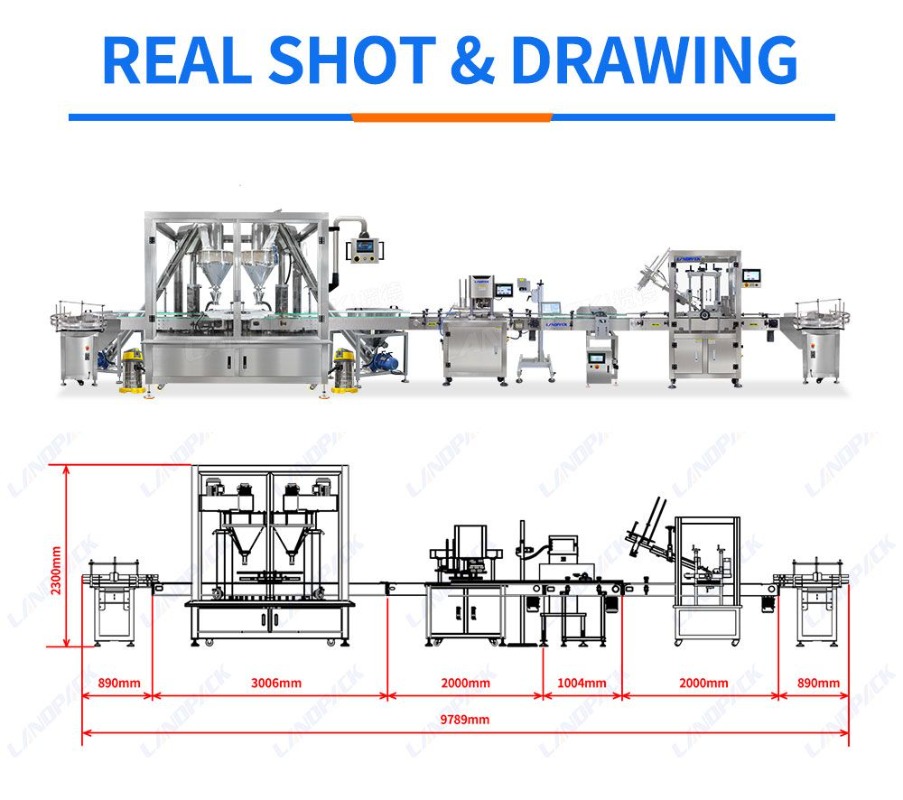 Automatic Spice Talcum Protein Milk Coffee Powder Jar Can Filling Capping Sealing Machine Line