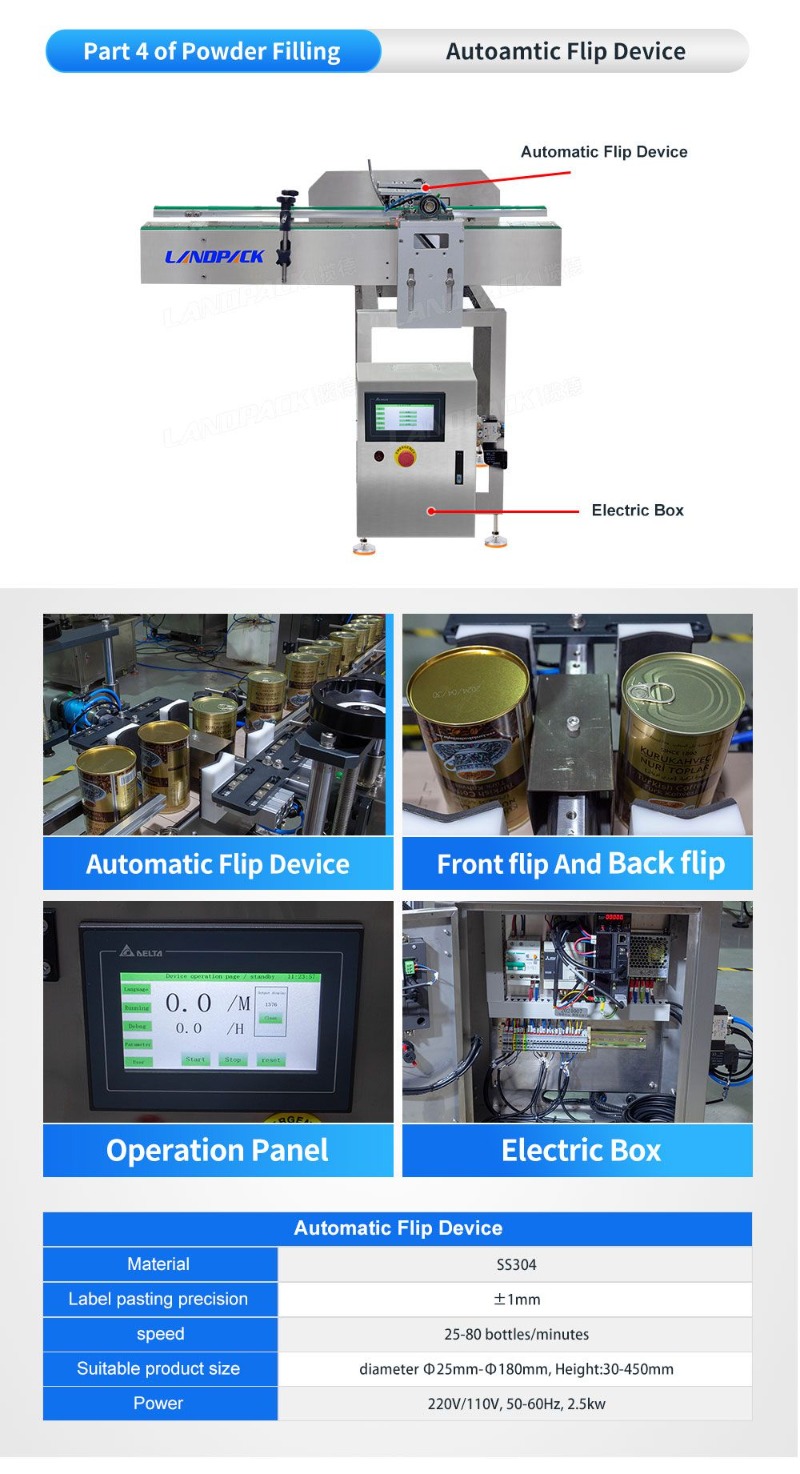 Automatic Spice Talcum Protein Milk Coffee Powder Jar Can Filling Capping Sealing Machine Line