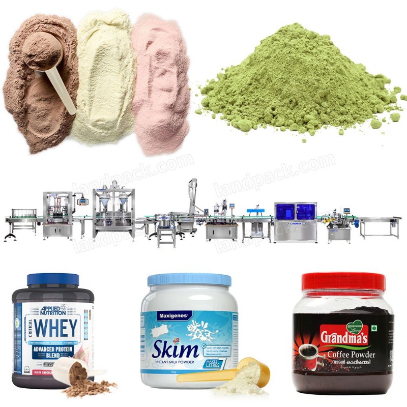Automatic Double Head Collagen Milk Protein Powder Tin Can Filling Machine Line