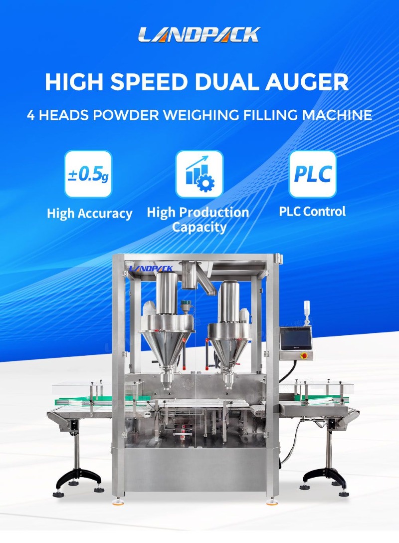 High Speed Automatic Dual Auger 4 Heads Powder Weighing Filling Machine
